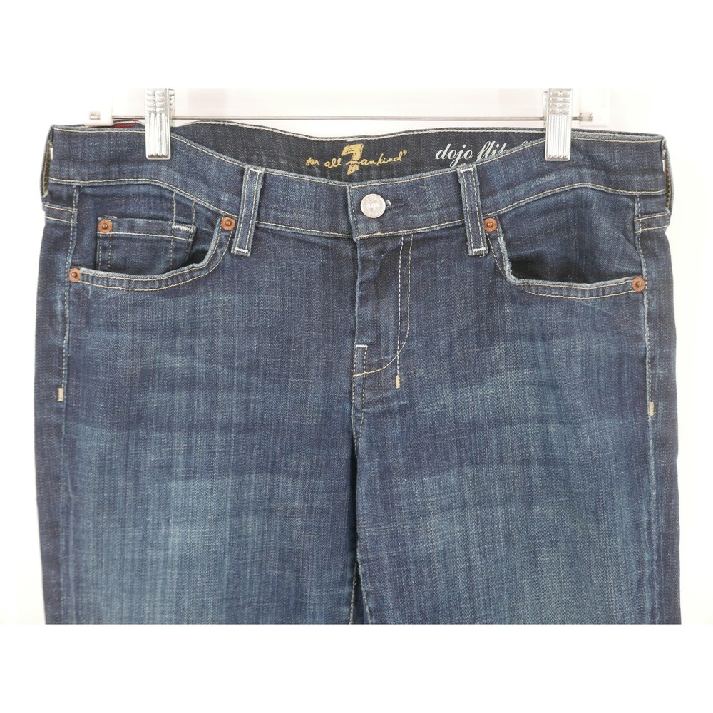 7 For All Mankind Dojo Flip Flop Jeans Women's 30 Blue Wide Leg Stretch 32x31